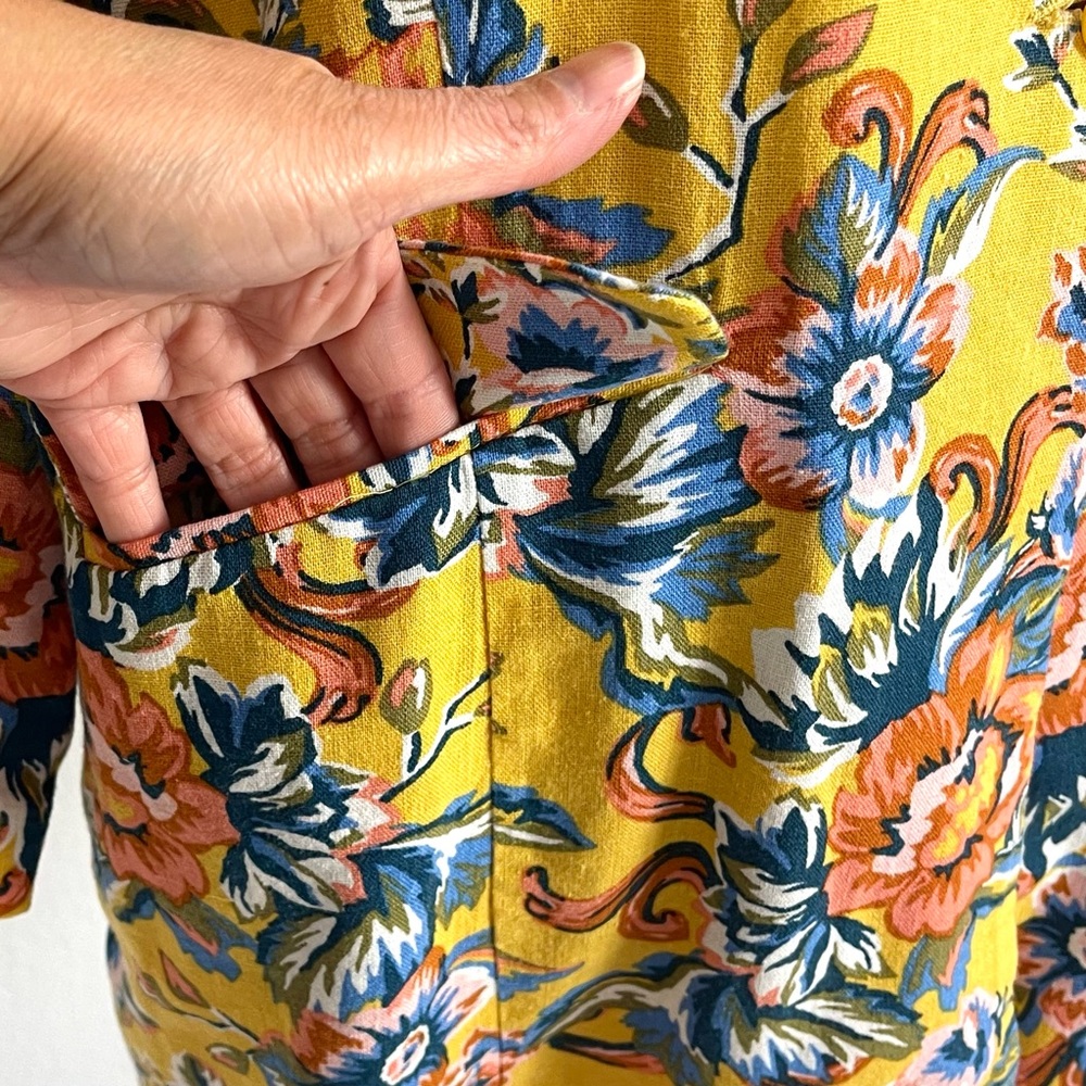 BP. Women Floral Yellow Linen Blend Blazer Sz. M - Picture 6 of 9
